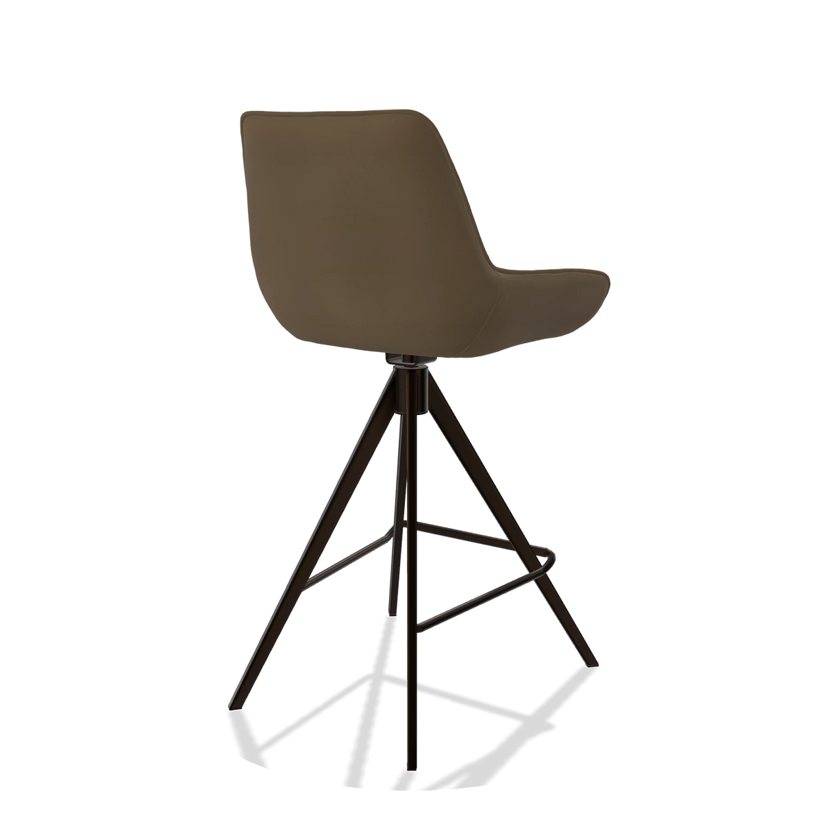 Tabouret de bar Padua 6457 en Cuir A802 (olive), pieds en espresso, vue de trois-quarts arrière
