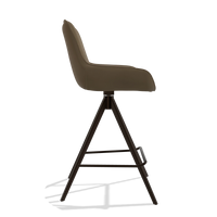 Tabouret de bar Padua 6457 en Cuir A802 (olive), pieds en espresso, vue de profil