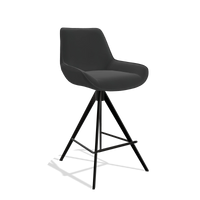 Tabouret de bar Padua 6457 en Cuir A804 (noir), pieds en noir, vue de trois-quarts