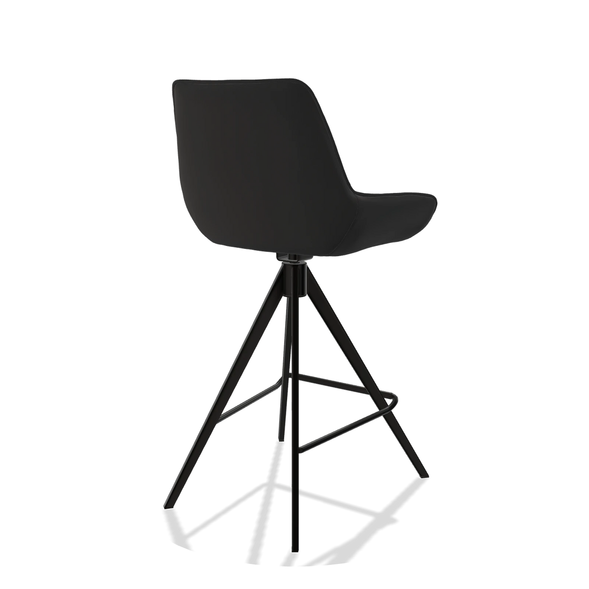 Tabouret de bar Padua 6457 en Cuir A804 (noir), pieds en noir, vue de trois-quarts arrière