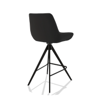 Tabouret de bar Padua 6457 en Cuir A804 (noir), pieds en noir, vue de trois-quarts arrière