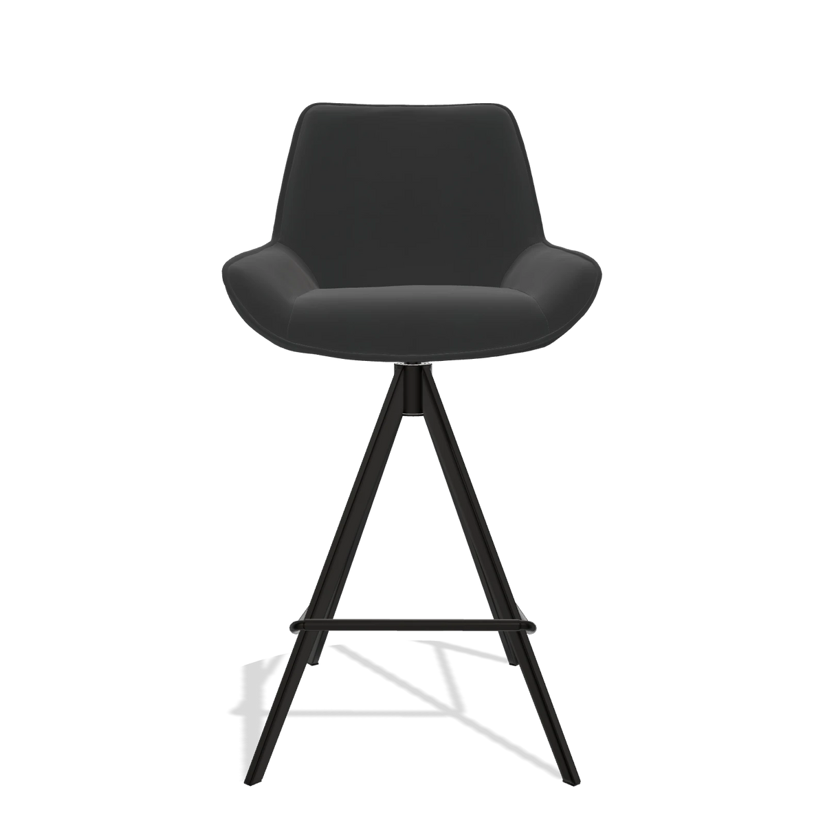 Tabouret de bar Padua 6457 en Cuir A804 (noir), pieds en noir, vue de face