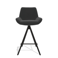 Tabouret de bar Padua 6457 en Cuir A804 (noir), pieds en noir, vue de face