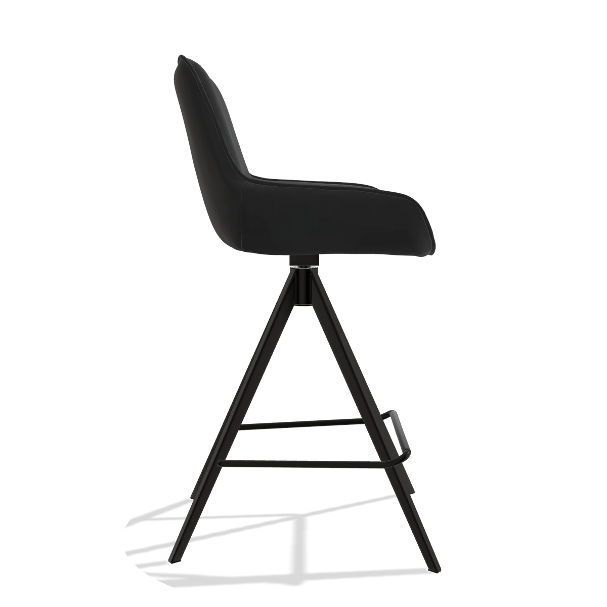 Tabouret de bar Padua 6457 en Cuir A804 (noir), pieds en noir, vue de profil