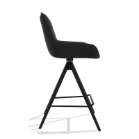 Tabouret de bar Padua 6457 en Cuir A804 (noir), pieds en noir, vue de profil