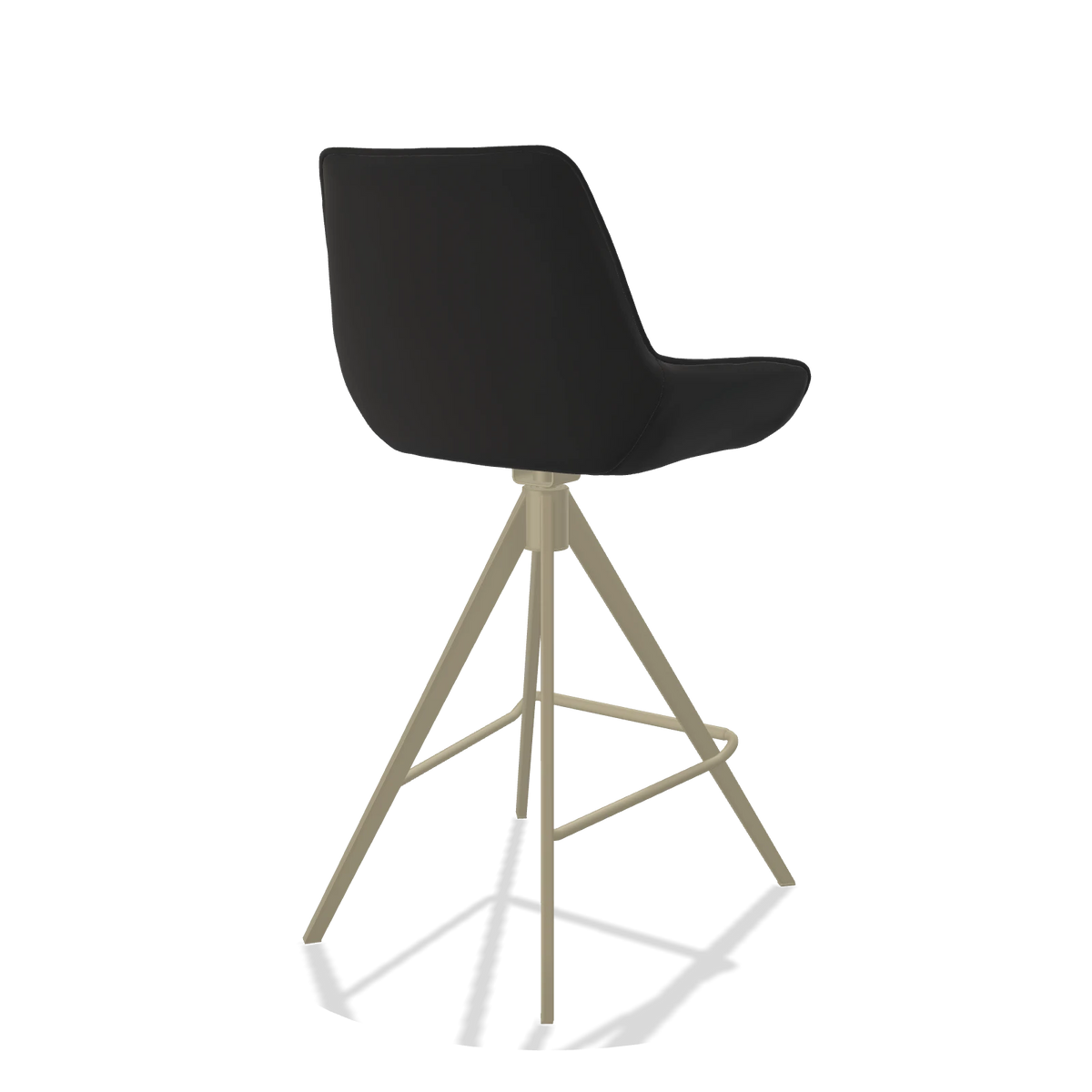 Tabouret de bar Padua 6457 en Cuir A804 (noir), pieds en champagne, vue de trois-quarts arrière
