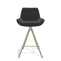 Tabouret de bar Padua 6457 en Cuir A804 (noir), pieds en champagne, vue de face