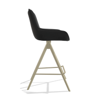 Tabouret de bar Padua 6457 en Cuir A804 (noir), pieds en champagne, vue de profil