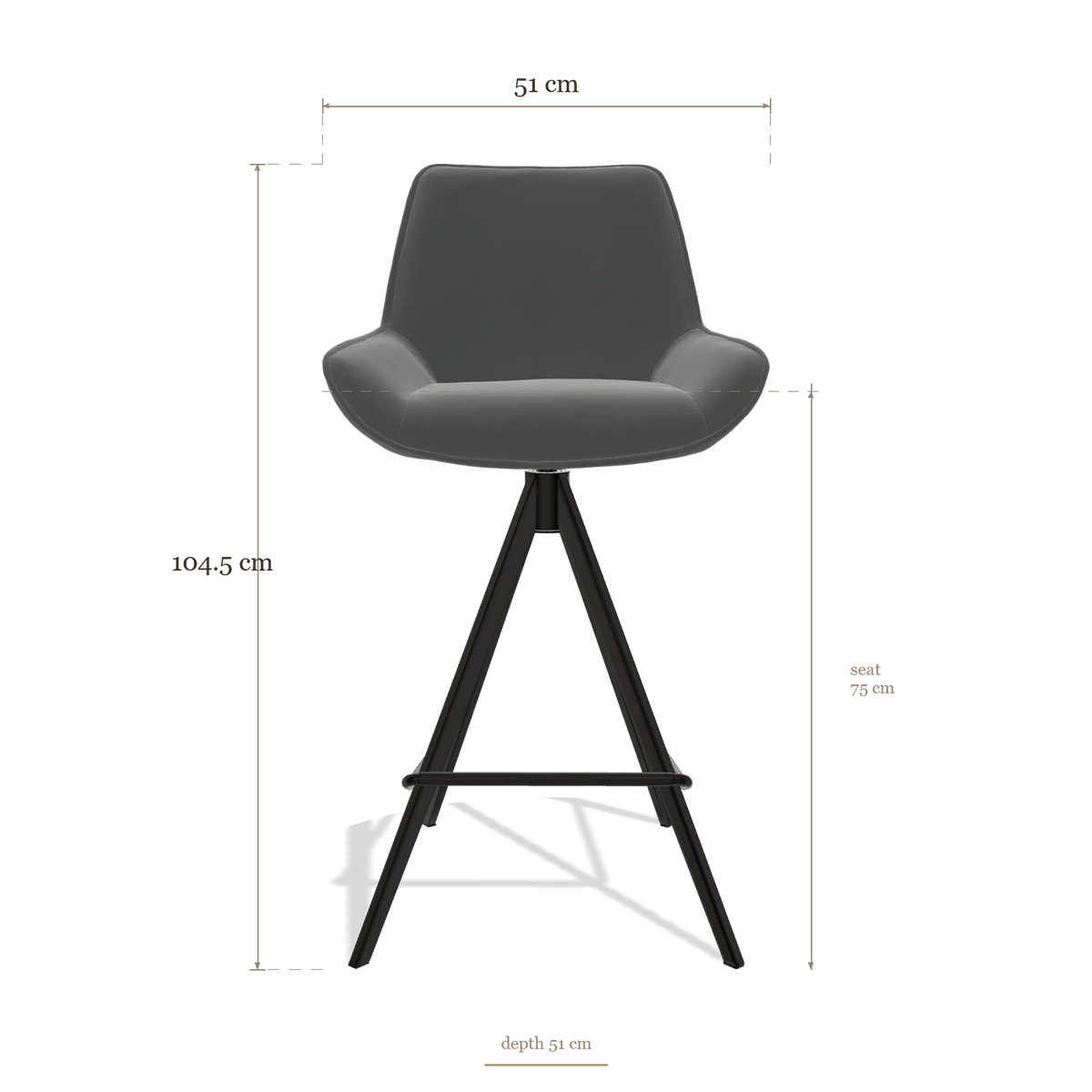 Tabouret de bar Padua 6457, dimensions 51 x 51 x 104.5 cm