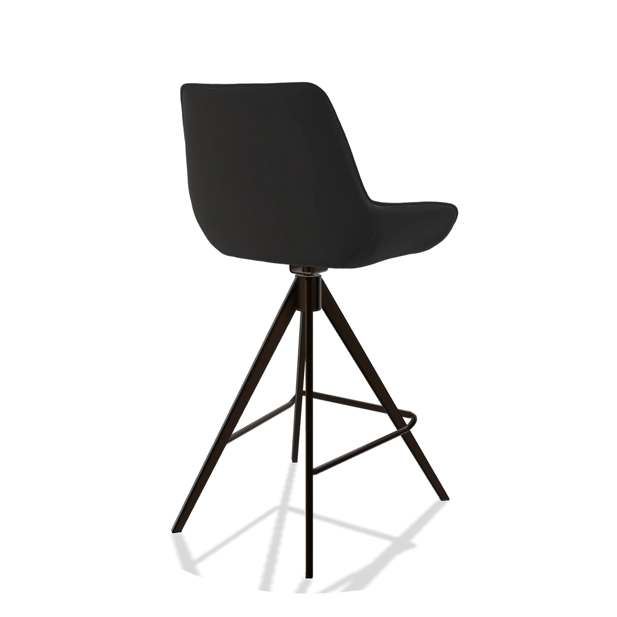 Tabouret de bar Padua 6457 en Cuir A804 (noir), pieds en espresso, vue de trois-quarts arrière
