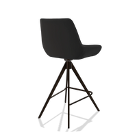 Tabouret de bar Padua 6457 en Cuir A804 (noir), pieds en espresso, vue de trois-quarts arrière