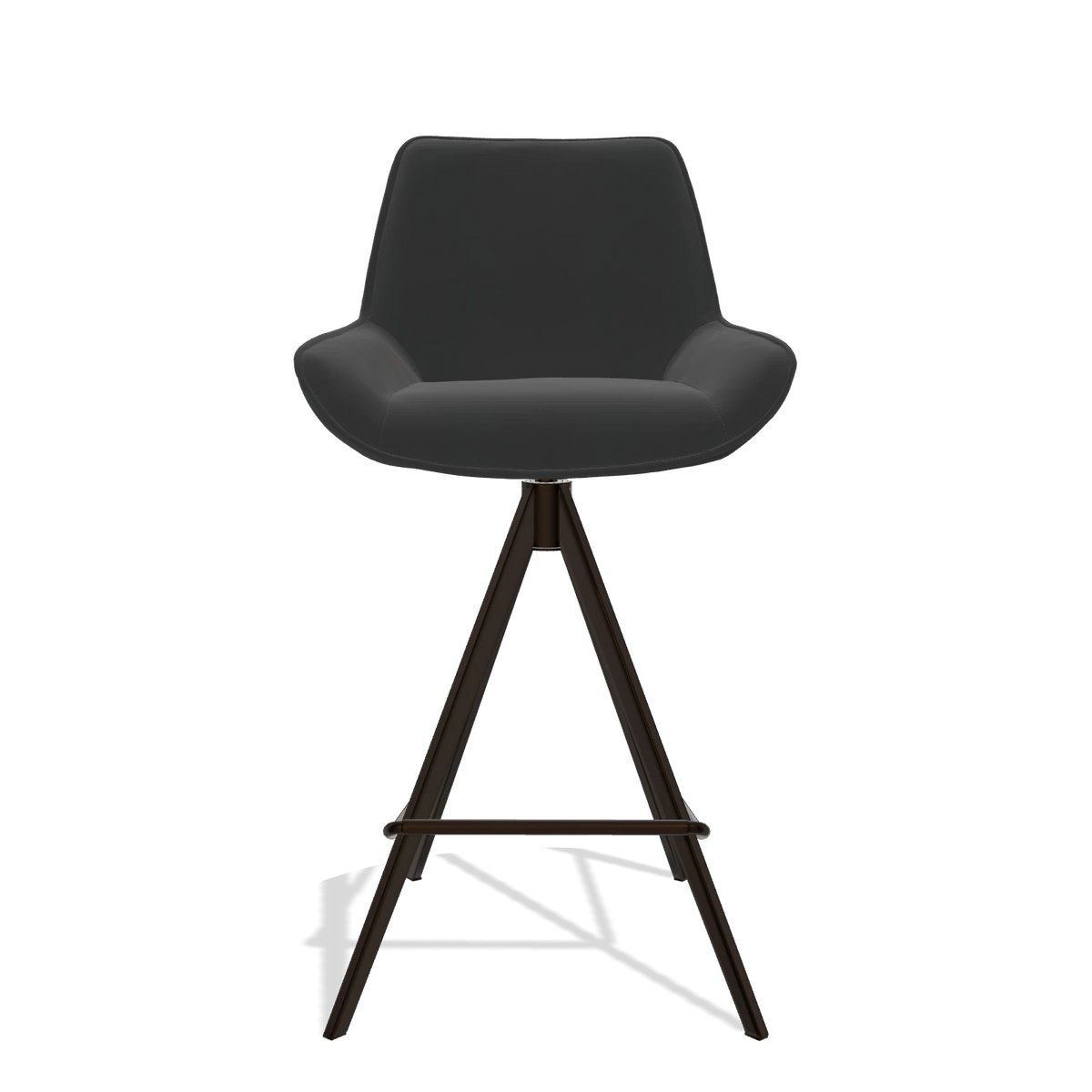 Tabouret de bar Padua 6457 en Cuir A804 (noir), pieds en espresso, vue de face