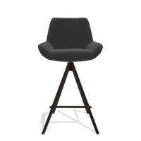 Tabouret de bar Padua 6457 en Cuir A804 (noir), pieds en espresso, vue de face