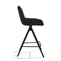 Tabouret de bar Padua 6457 en Cuir A804 (noir), pieds en espresso, vue de profil