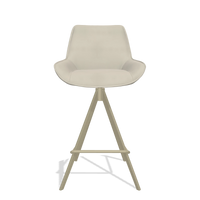 Tabouret de bar Padua 6457 en Cuir A822 (gris clair), pieds en champagne, vue de face