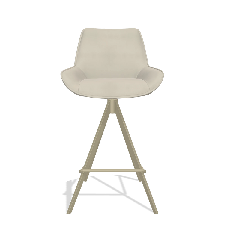 Tabouret de bar Padua 6457 en Cuir A822 (gris clair), pieds en champagne, vue de face