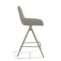 Tabouret de bar Padua 6457 en Cuir A822 (gris clair), pieds en champagne, vue de profil