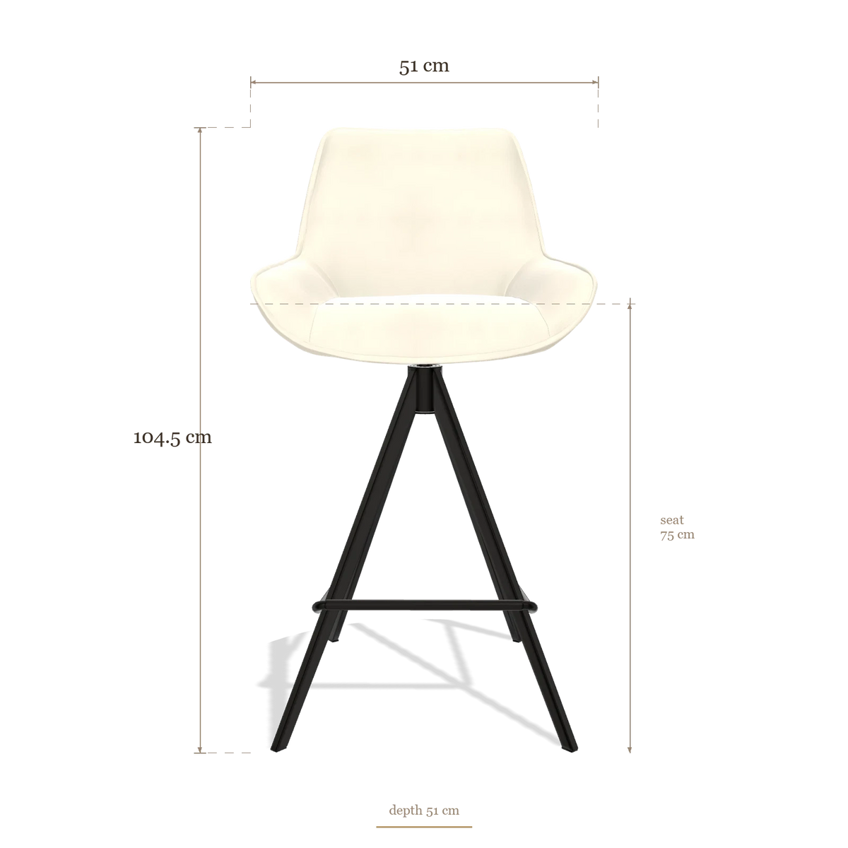 Tabouret de bar Padua 6457, dimensions 51 x 51 x 104.5 cm