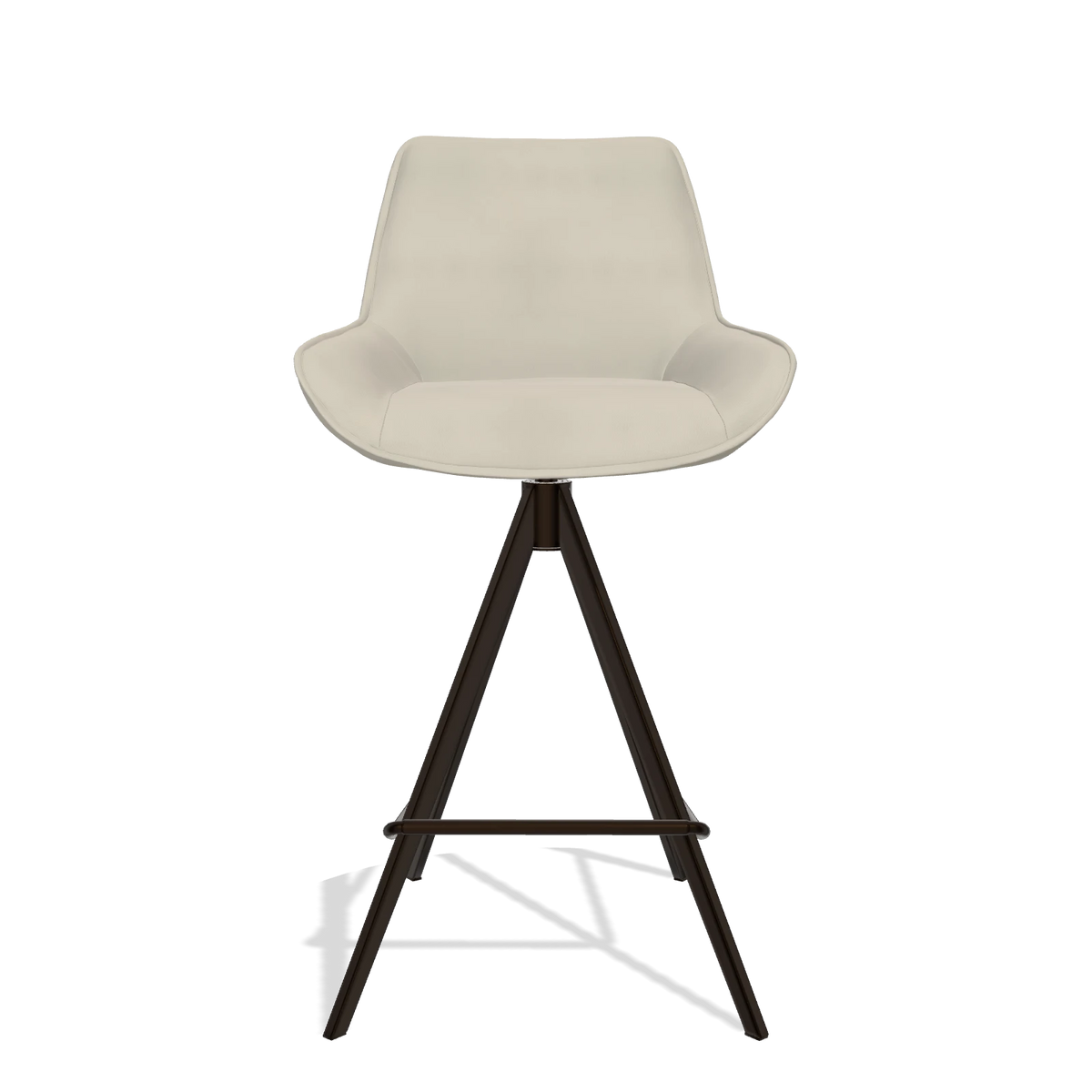 Tabouret de bar Padua 6457 en Cuir A822 (gris clair), pieds en espresso, vue de face