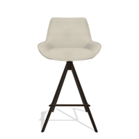 Tabouret de bar Padua 6457 en Cuir A822 (gris clair), pieds en espresso, vue de face