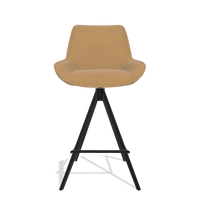Tabouret de bar Padua 6457 en Cuir A823 (moutarde), pieds en noir, vue de face