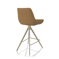 Tabouret de bar Padua 6457 en Cuir A823 (moutarde), pieds en champagne, vue de trois-quarts arrière