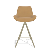 Tabouret de bar Padua 6457 en Cuir A823 (moutarde), pieds en champagne, vue de face