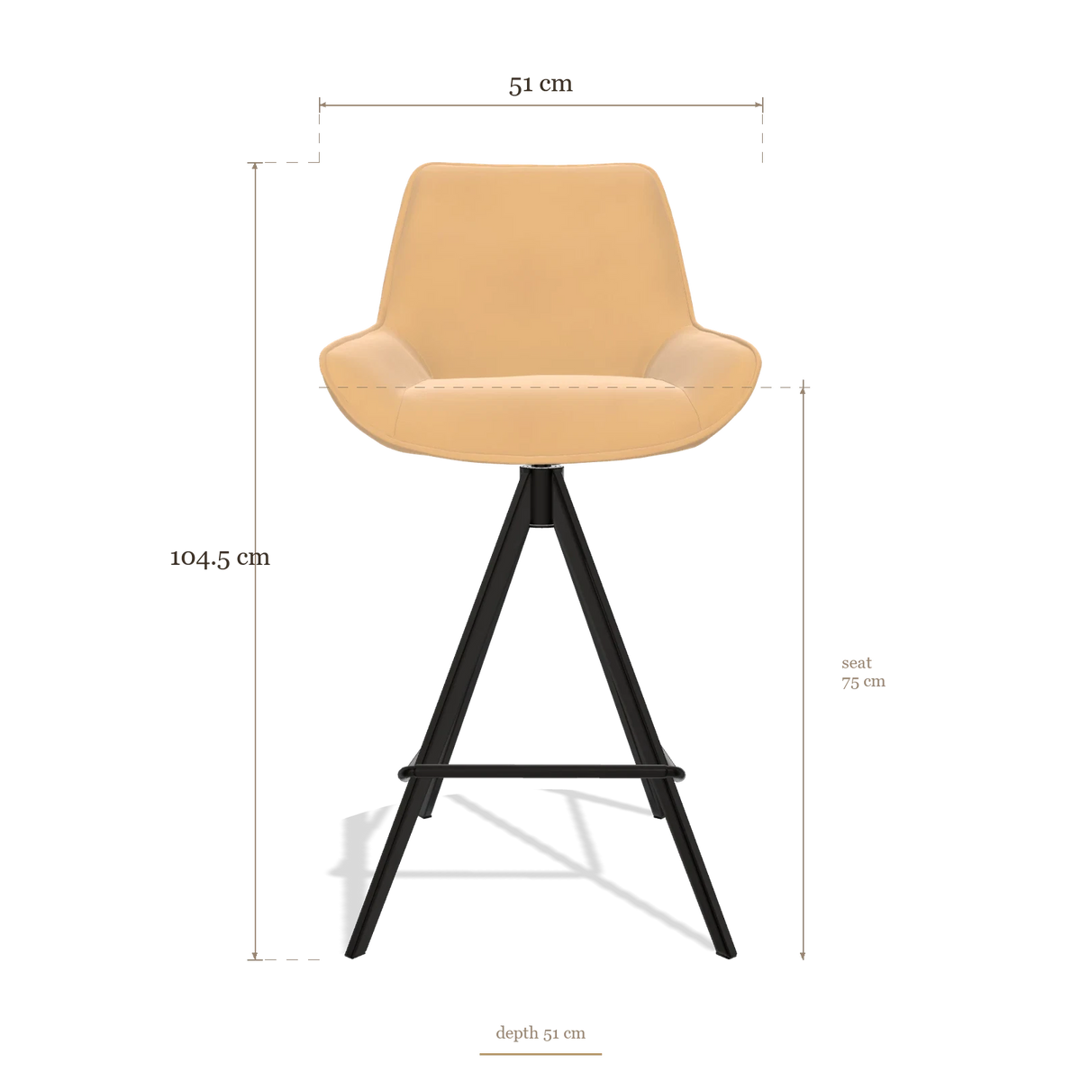 Tabouret de bar Padua 6457, dimensions 51 x 51 x 104.5 cm