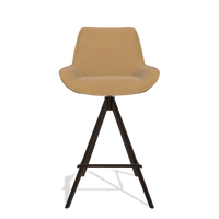 Tabouret de bar Padua 6457 en Cuir A823 (moutarde), pieds en espresso, vue de face