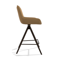 Tabouret de bar Padua 6457 en Cuir A823 (moutarde), pieds en espresso, vue de profil