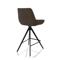 Tabouret de bar Padua 6457 en Cuir A825 (marron), pieds en noir, vue de trois-quarts arrière