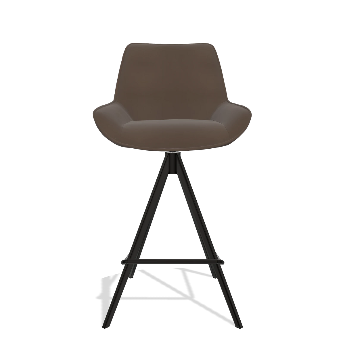Tabouret de bar Padua 6457 en Cuir A825 (marron), pieds en noir, vue de face