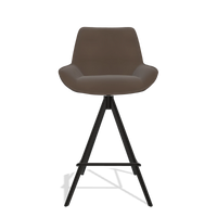 Tabouret de bar Padua 6457 en Cuir A825 (marron), pieds en noir, vue de face