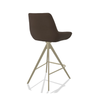 Tabouret de bar Padua 6457 en Cuir A825 (marron), pieds en champagne, vue de trois-quarts arrière