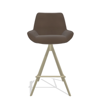Tabouret de bar Padua 6457 en Cuir A825 (marron), pieds en champagne, vue de face