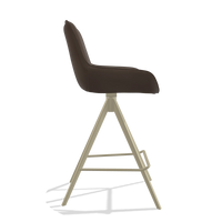 Tabouret de bar Padua 6457 en Cuir A825 (marron), pieds en champagne, vue de profil