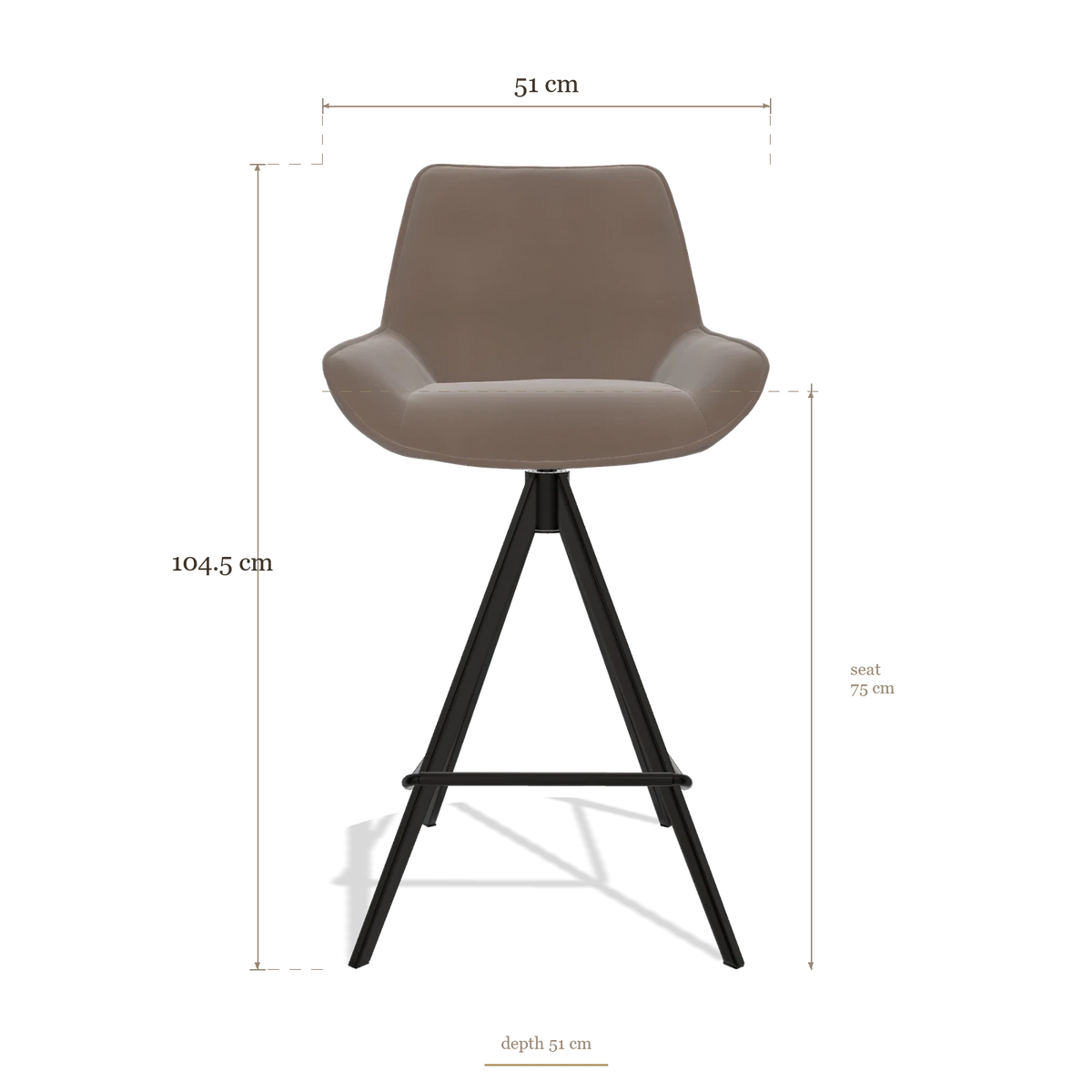 Tabouret de bar Padua 6457, dimensions 51 x 51 x 104.5 cm