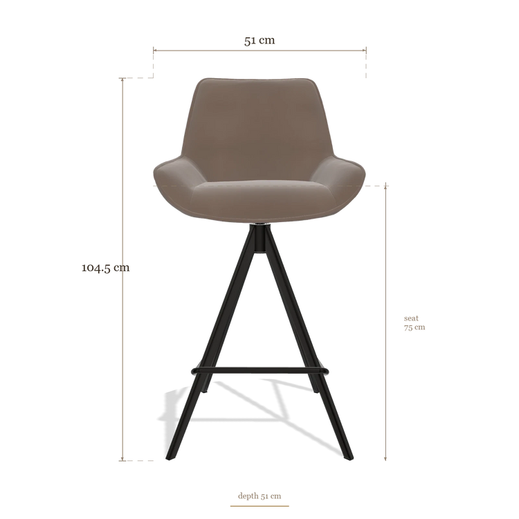 Tabouret de bar Padua 6457, dimensions 51 x 51 x 104.5 cm