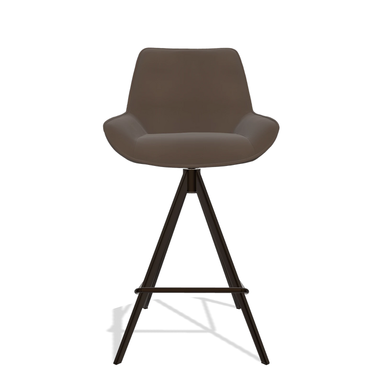 Tabouret de bar Padua 6457 en Cuir A825 (marron), pieds en espresso, vue de face