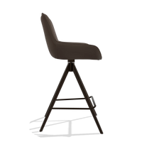 Tabouret de bar Padua 6457 en Cuir A825 (marron), pieds en espresso, vue de profil