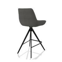 Tabouret de bar Padua 6457 en Cuir B400 (gris foncé), pieds en noir, vue de trois-quarts arrière