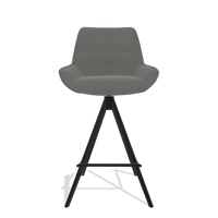 Tabouret de bar Padua 6457 en Cuir B400 (gris foncé), pieds en noir, vue de face