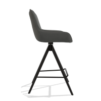 Tabouret de bar Padua 6457 en Cuir B400 (gris foncé), pieds en noir, vue de profil