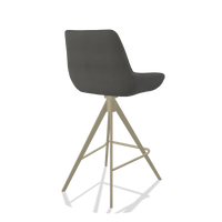 Tabouret de bar Padua 6457 en Cuir B400 (gris foncé), pieds en champagne, vue de trois-quarts arrière