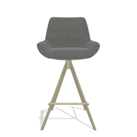 Tabouret de bar Padua 6457 en Cuir B400 (gris foncé), pieds en champagne, vue de face