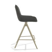 Tabouret de bar Padua 6457 en Cuir B400 (gris foncé), pieds en champagne, vue de profil