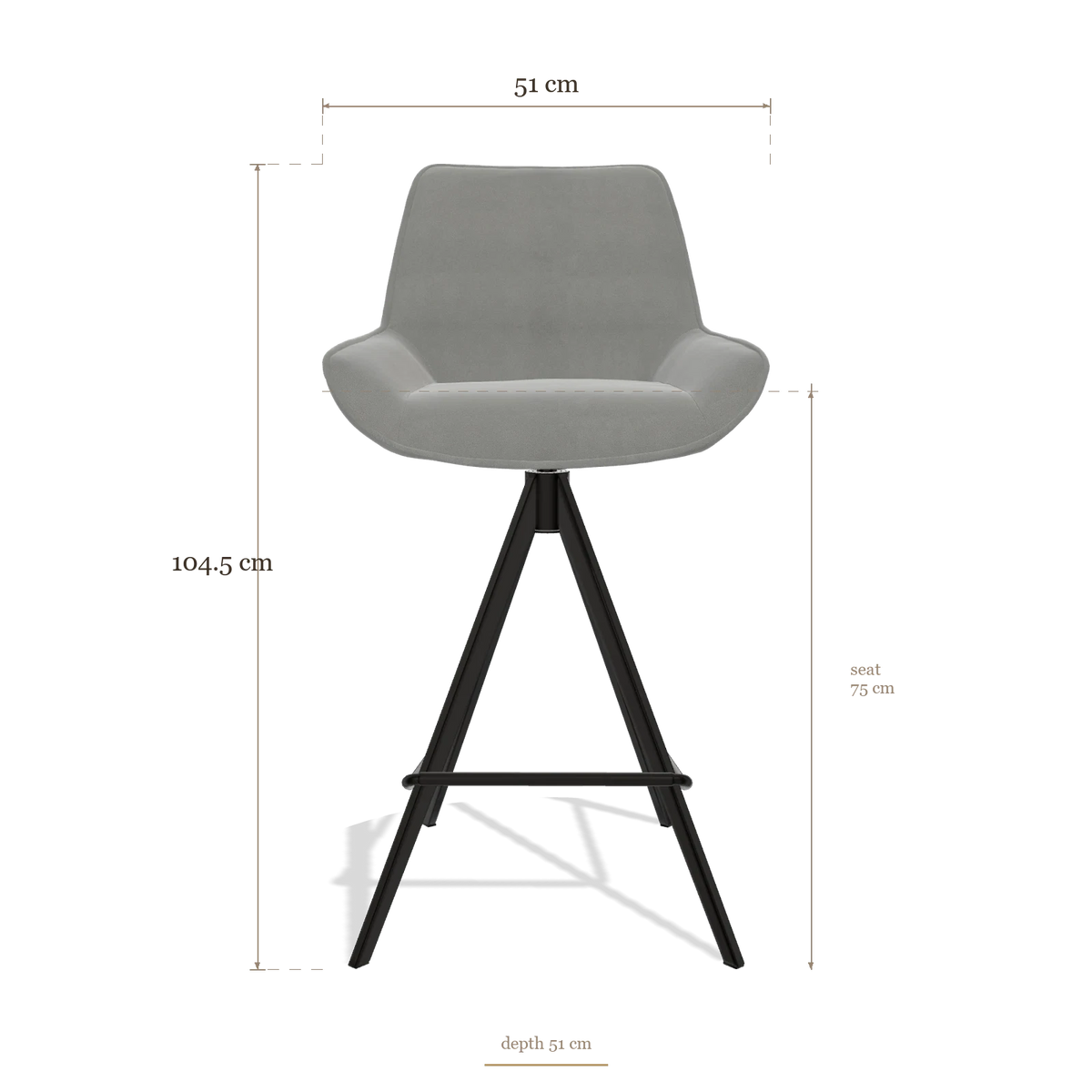 Tabouret de bar Padua 6457, dimensions 51 x 51 x 104.5 cm