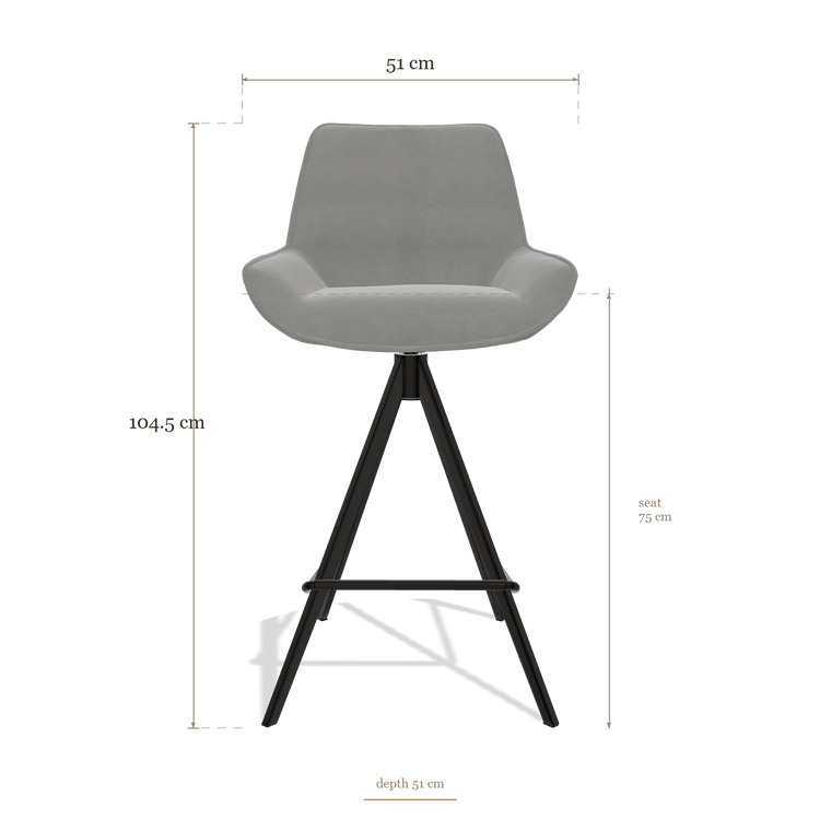 Tabouret de bar Padua 6457, dimensions 51 x 51 x 104.5 cm