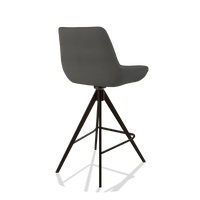 Tabouret de bar Padua 6457 en Cuir B400 (gris foncé), pieds en espresso, vue de trois-quarts arrière