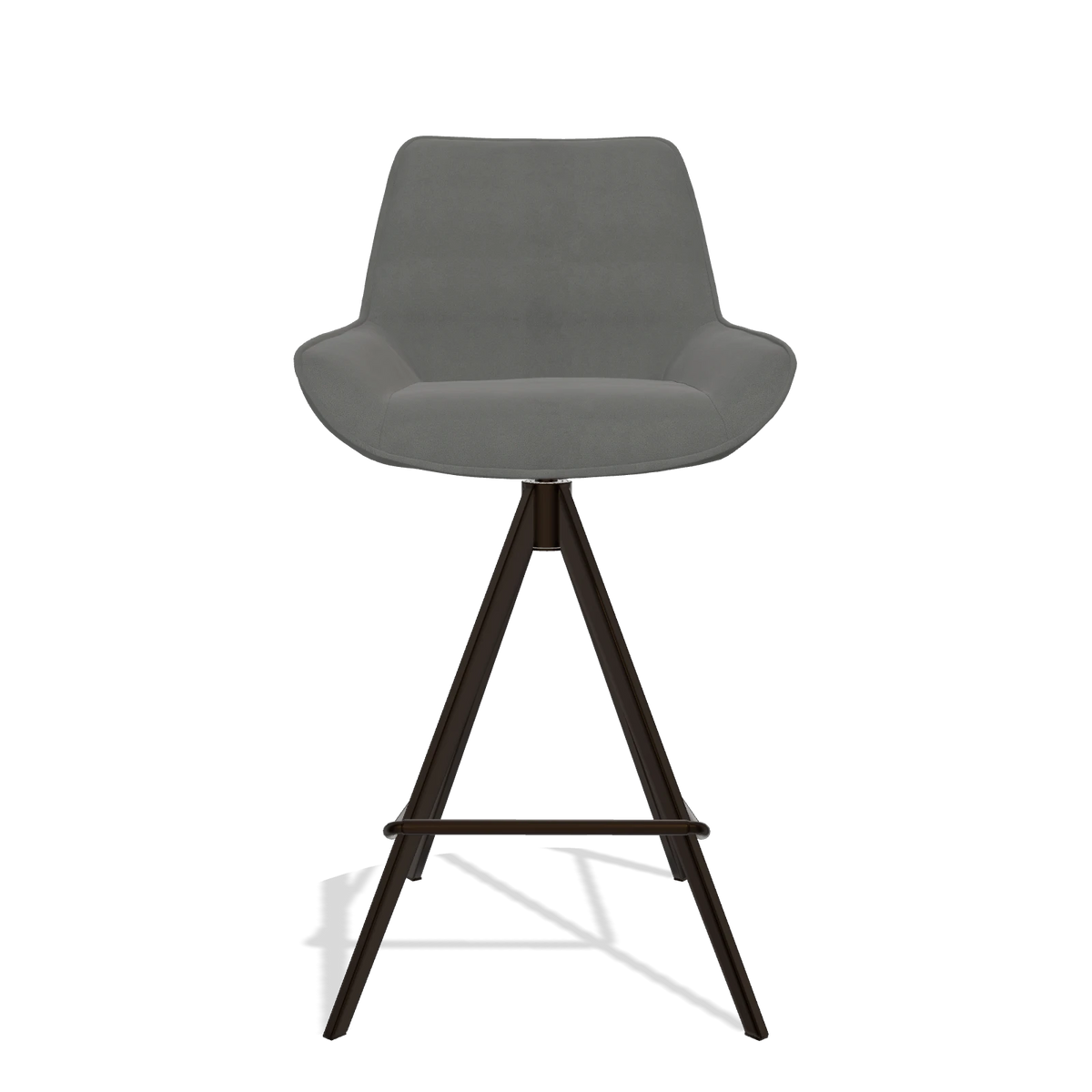 Tabouret de bar Padua 6457 en Cuir B400 (gris foncé), pieds en espresso, vue de face